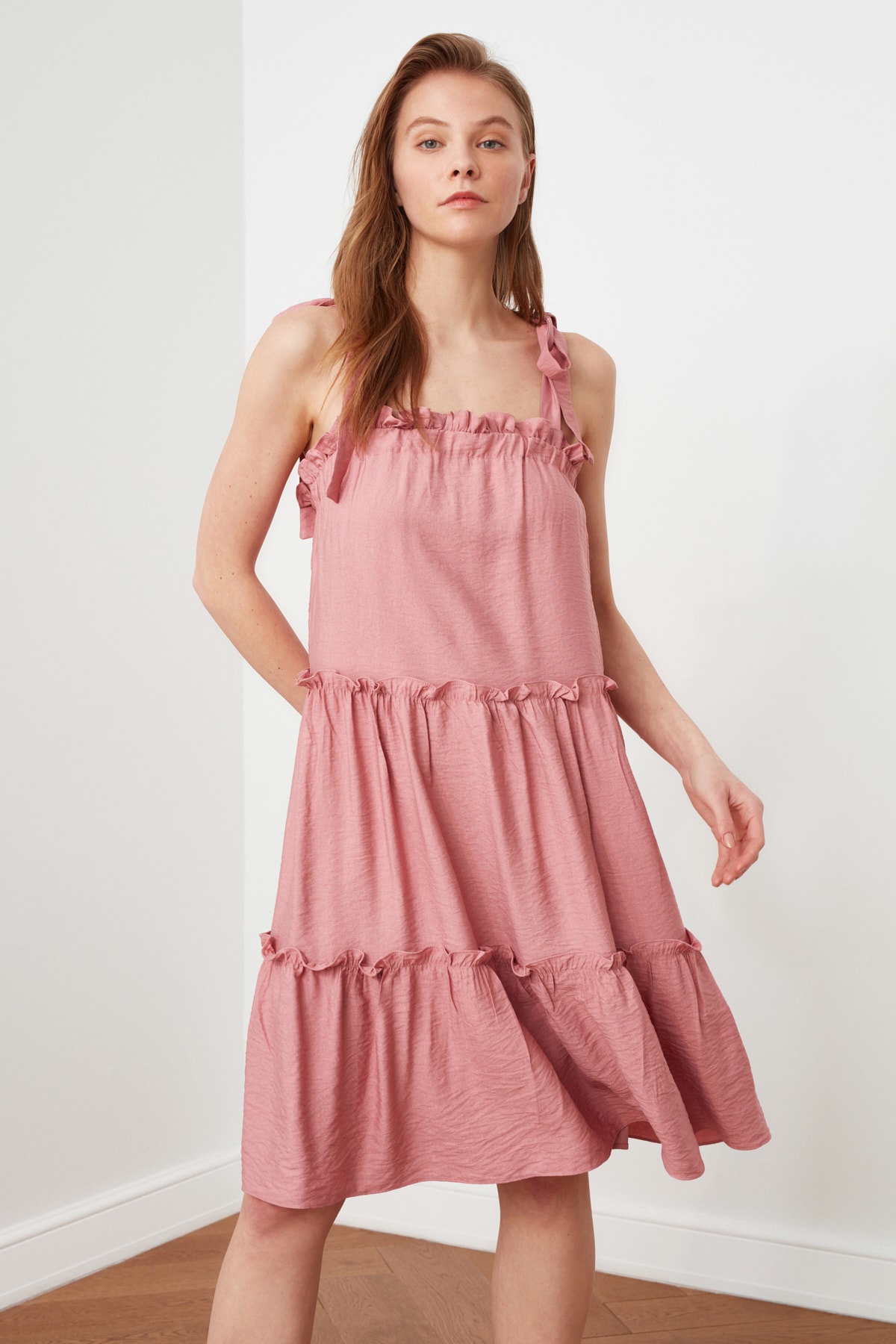 Trendyol Powder Strap Frilly Dress