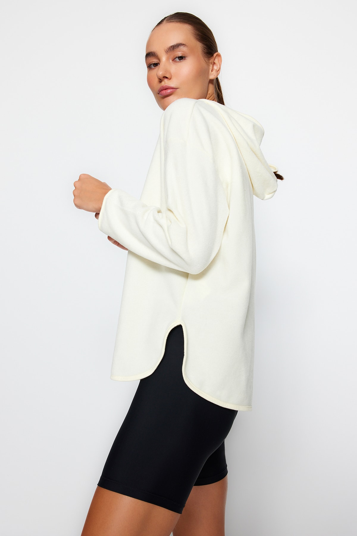 Trendyol Sweatshirt - Ecru - Oversize