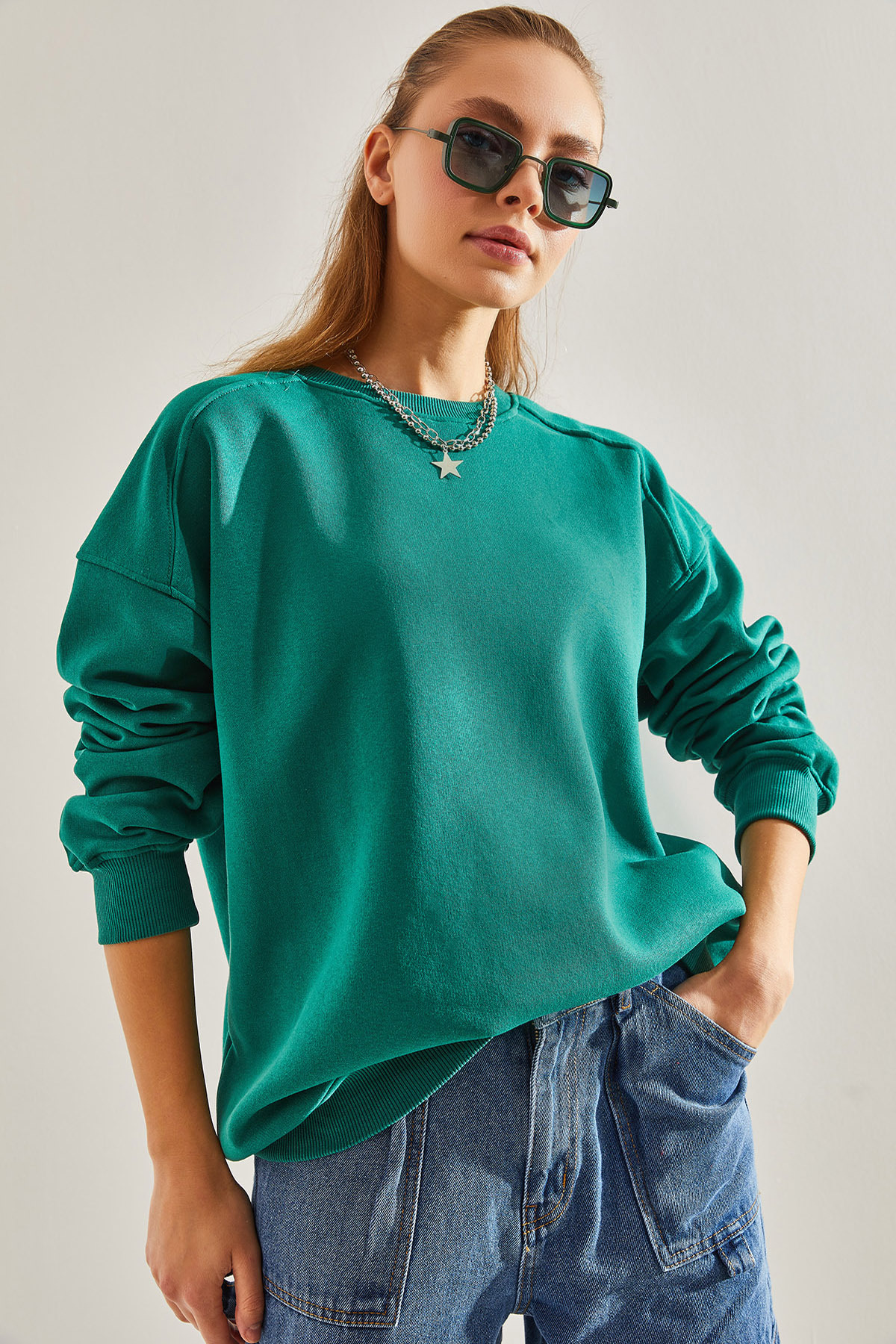 Levně Bianco Lucci Women's Three Thread Raised Oversize Sweatshirt