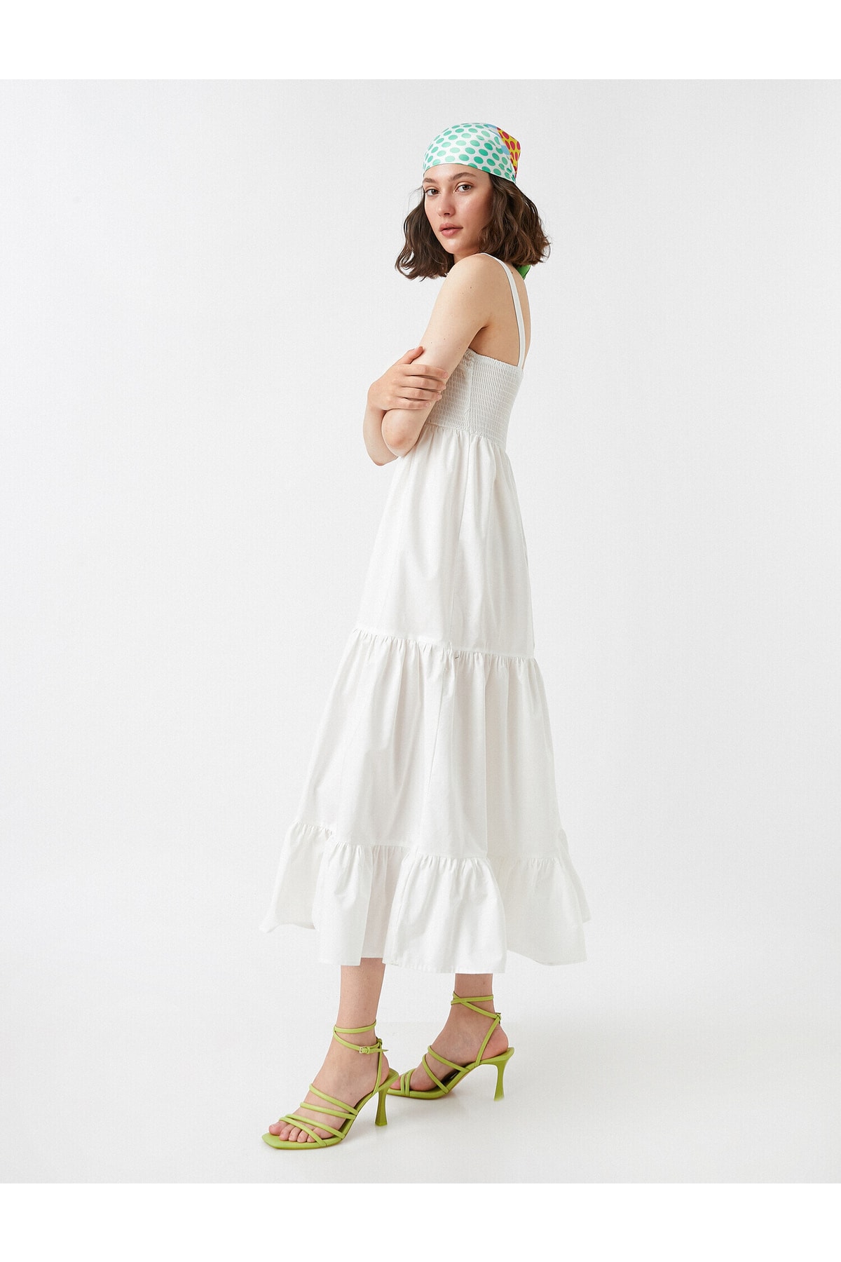 Levně Koton dlouhé vrstvené šaty s gipe detailem a ramínky
