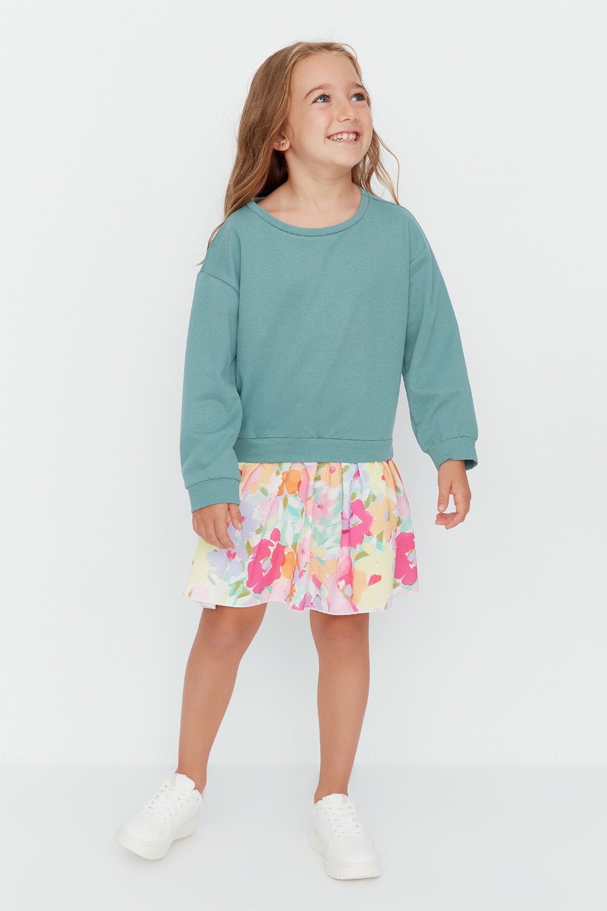 Trendyol Mint Ruffle Detailed Girls Knitted Dress