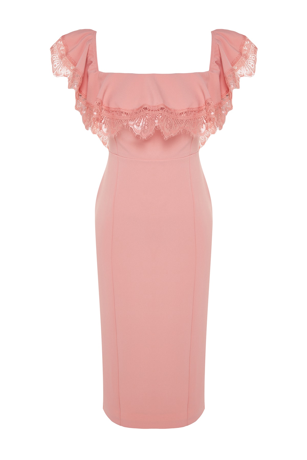 Trendyol Dusty Rose, rochie de seara eleganta tesuta cambrata
