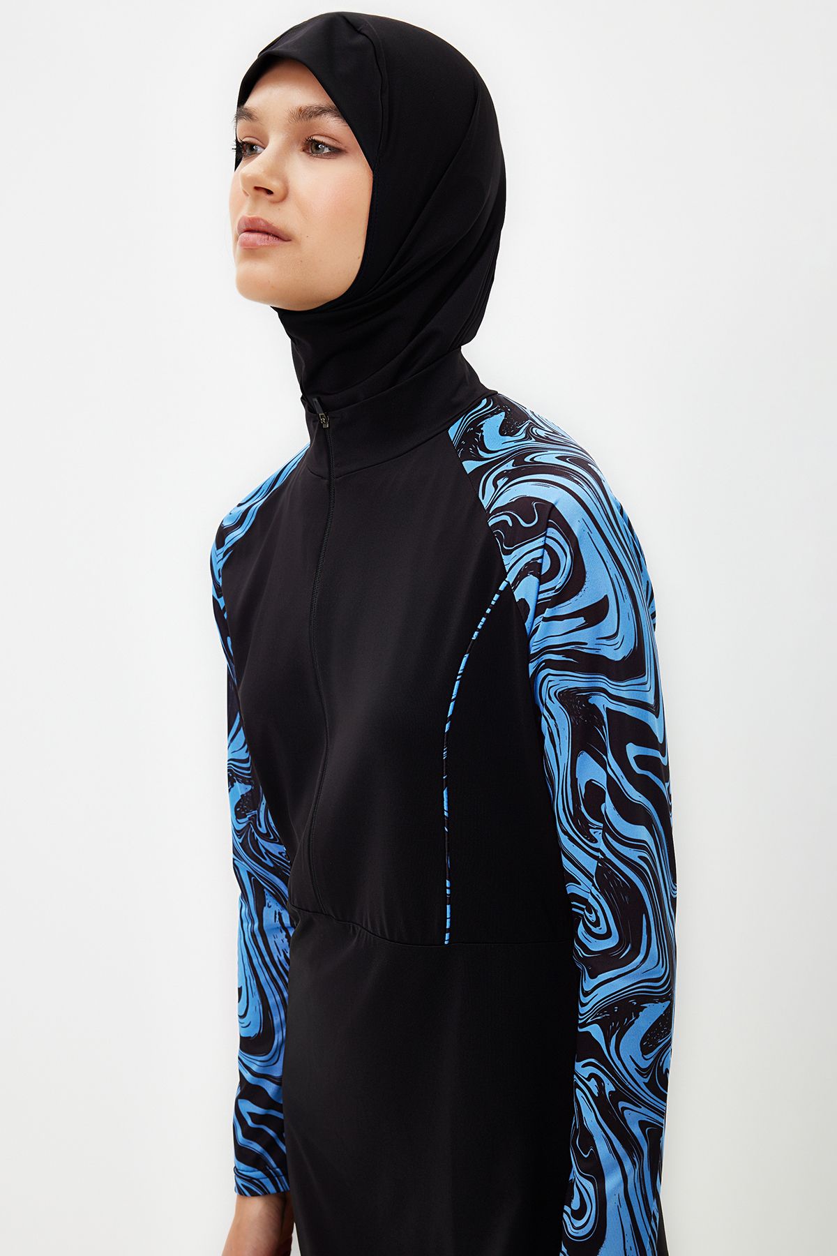 Levně Trendyol Navy Blue Long Sleeve Surf Performance 4-Piece Swimsuit Set