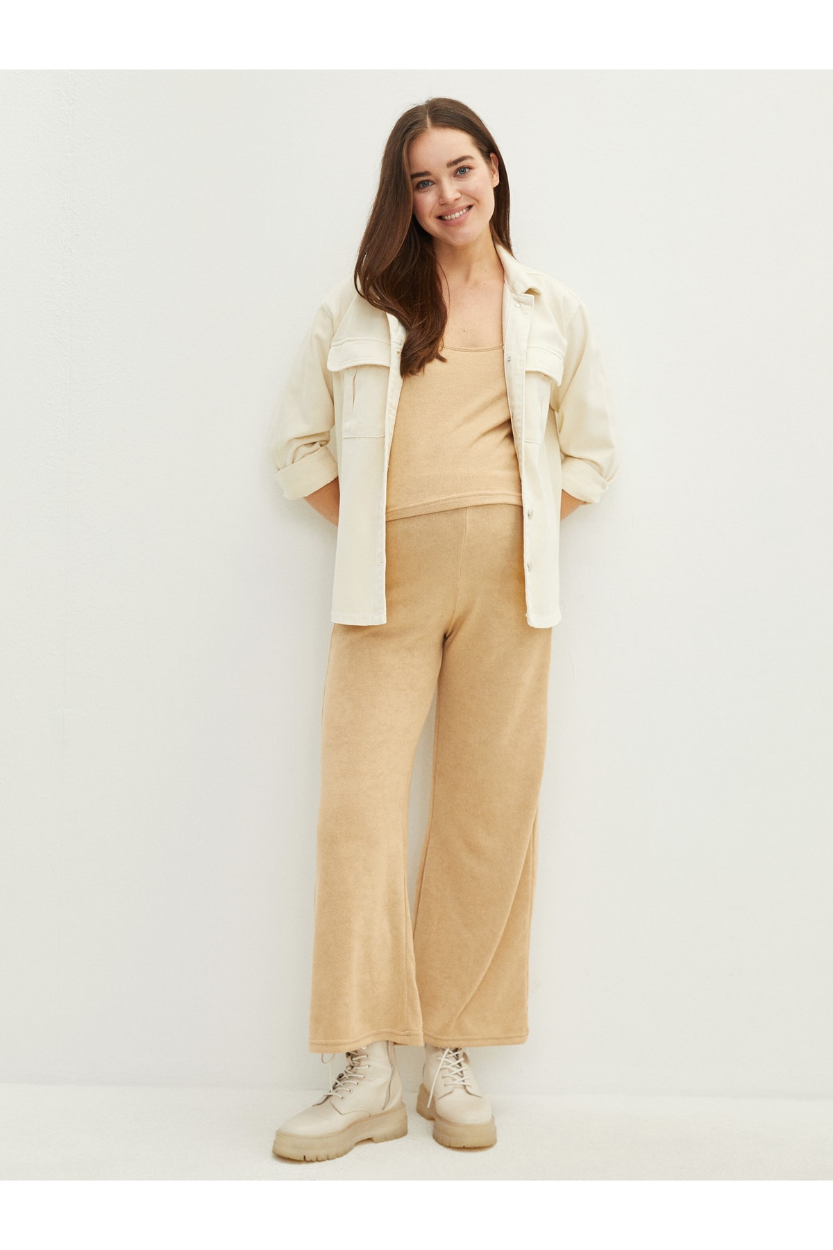 LC Waikiki Standard Fit Plain Maternity Sweatpants with Elastic Waist.