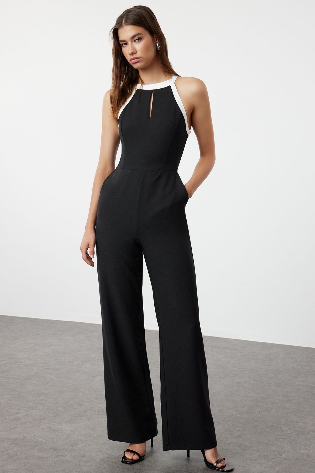 Trendyol Black Halter Collar Detailed Maxi Woven Jumpsuit