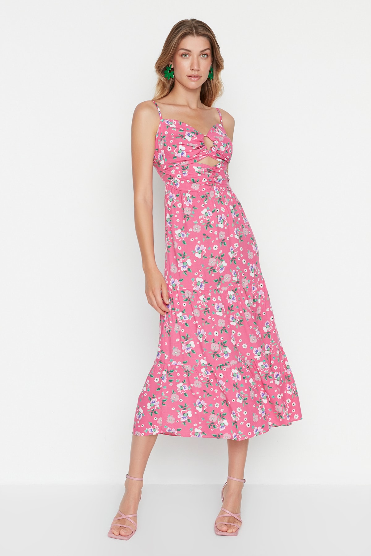 Trendyol Fuchsia Cut Out Detailed Dress