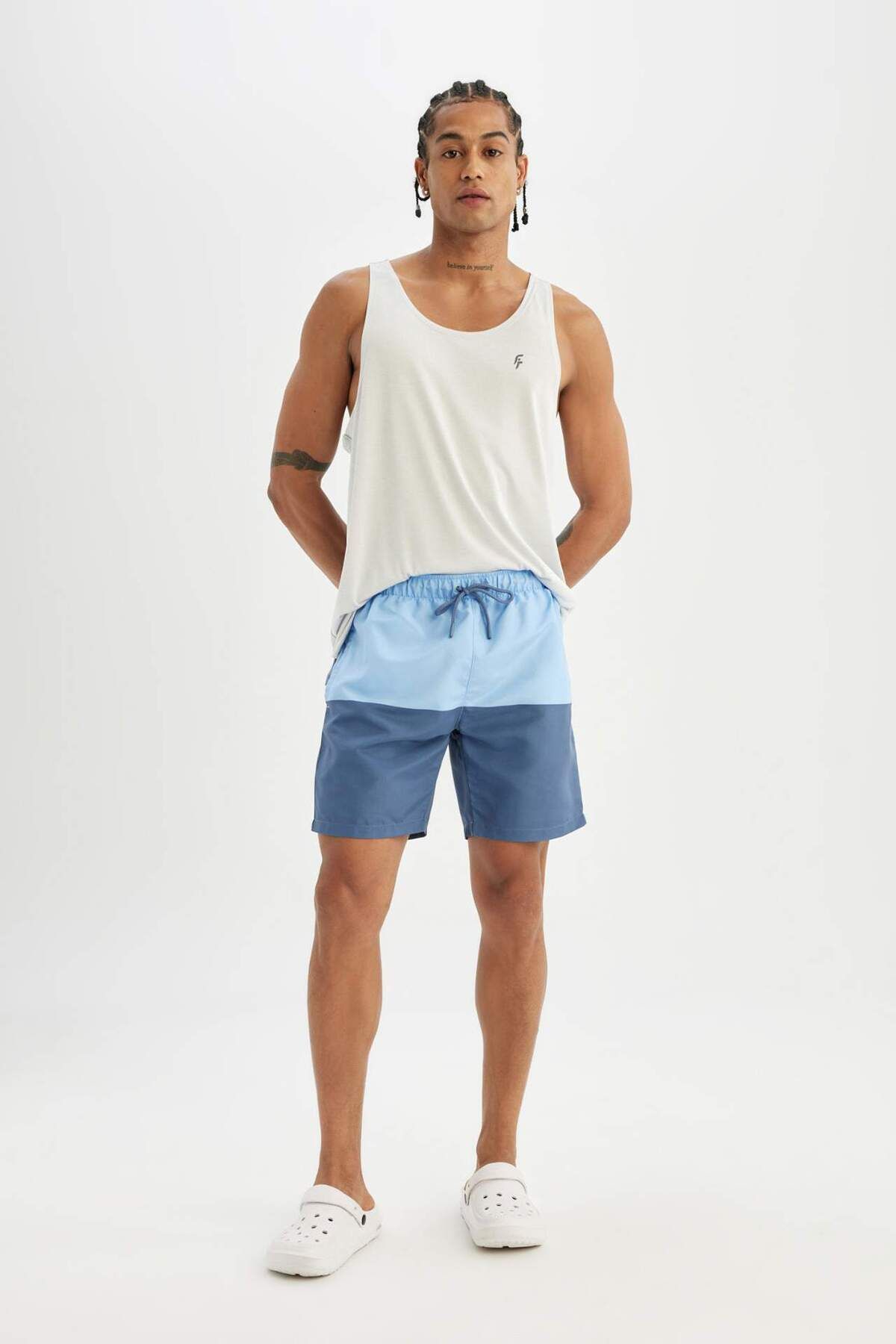 DEFACTO Regular Fit Printed Above Knee Swim Shorts