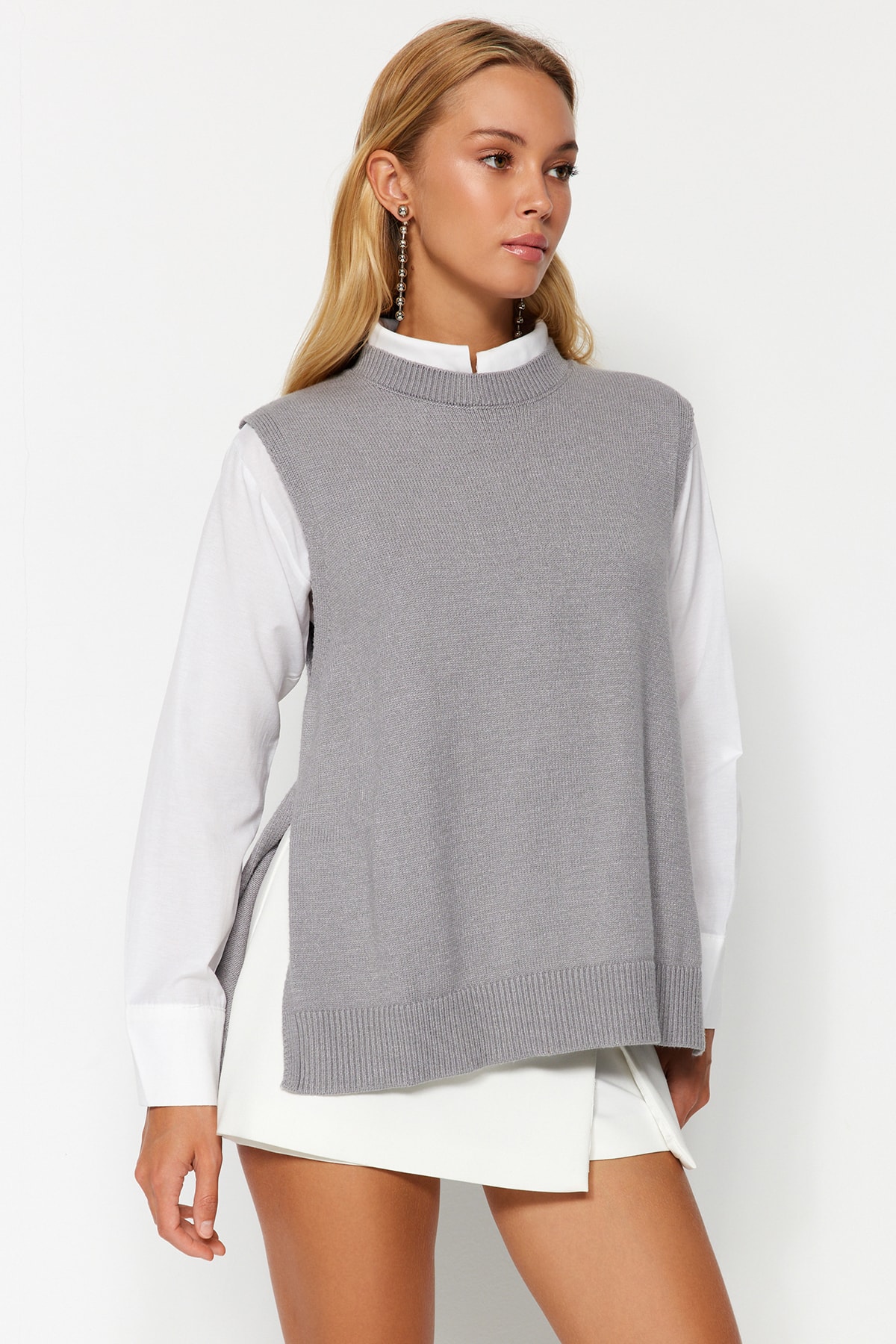 Trendyol Gray Premium Yarn / Special Yarn Knitwear Sweater