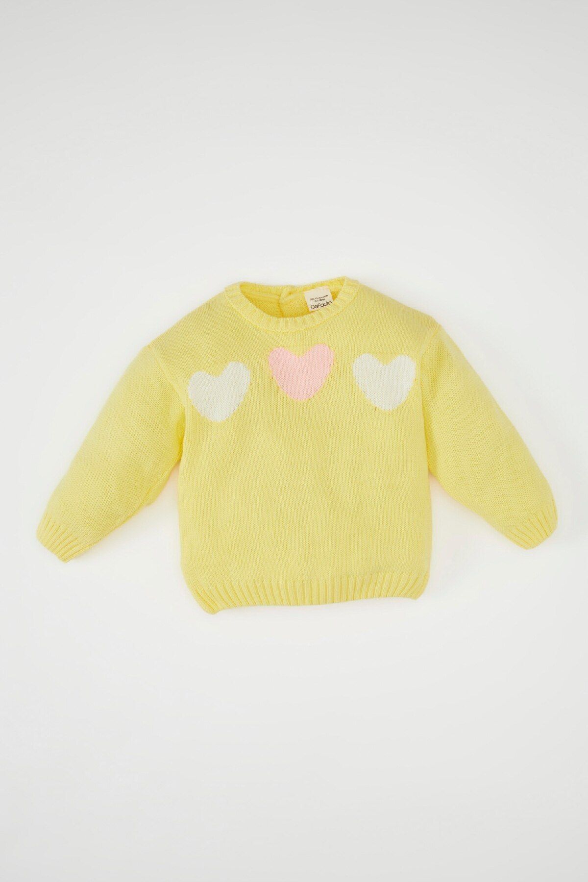 DEFACTO Baby Girl Crew Neck Heart Patterned Sweater