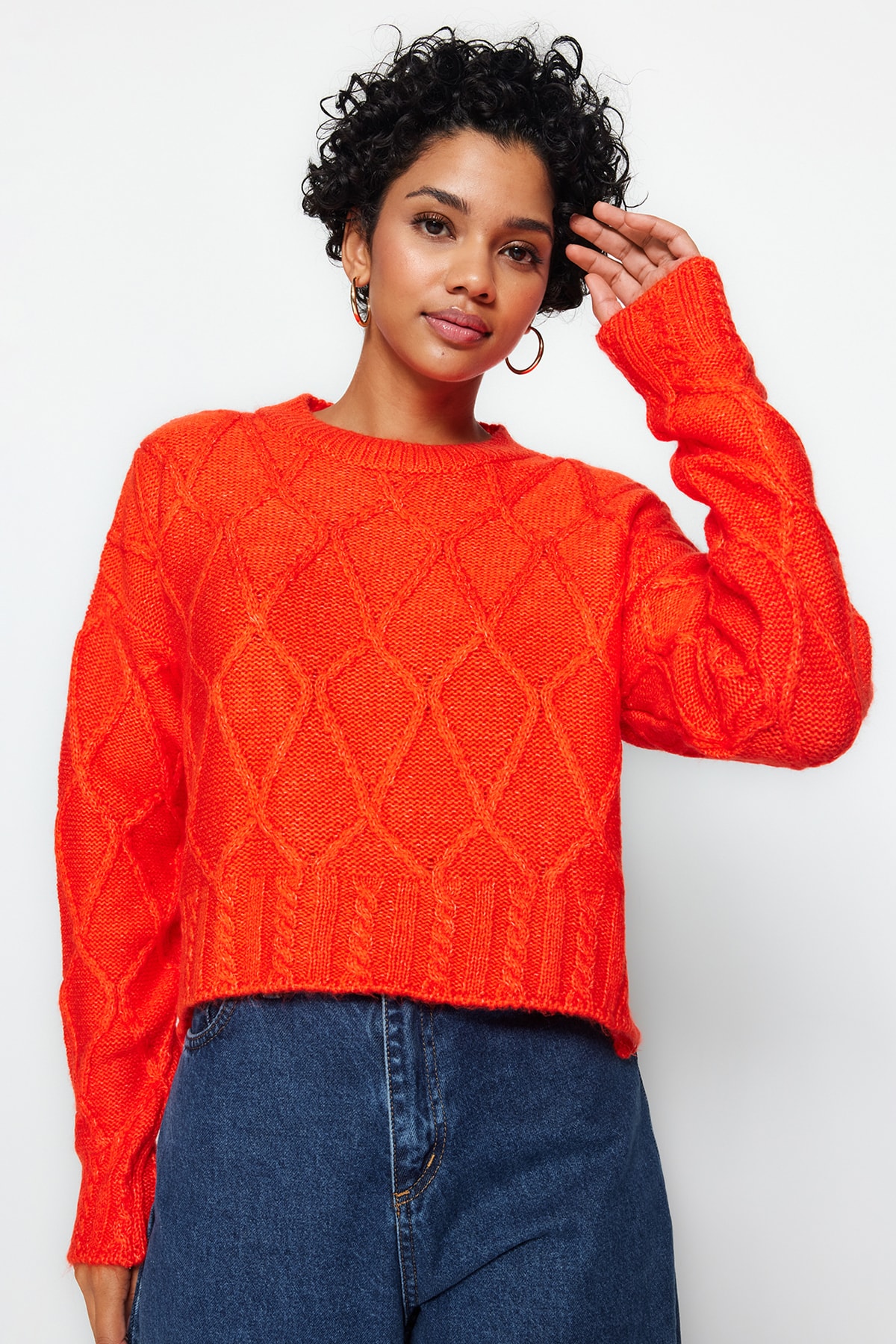 Trendyol Pomegranate Flower Crew Neck Knitwear Sweater