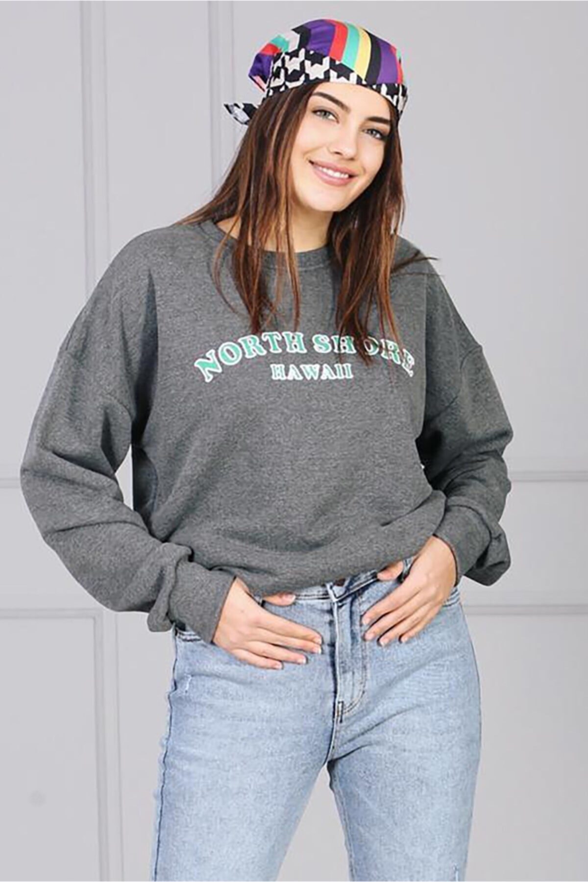 Madmext Mad Girls Anthracite Sweatshirt Mg823