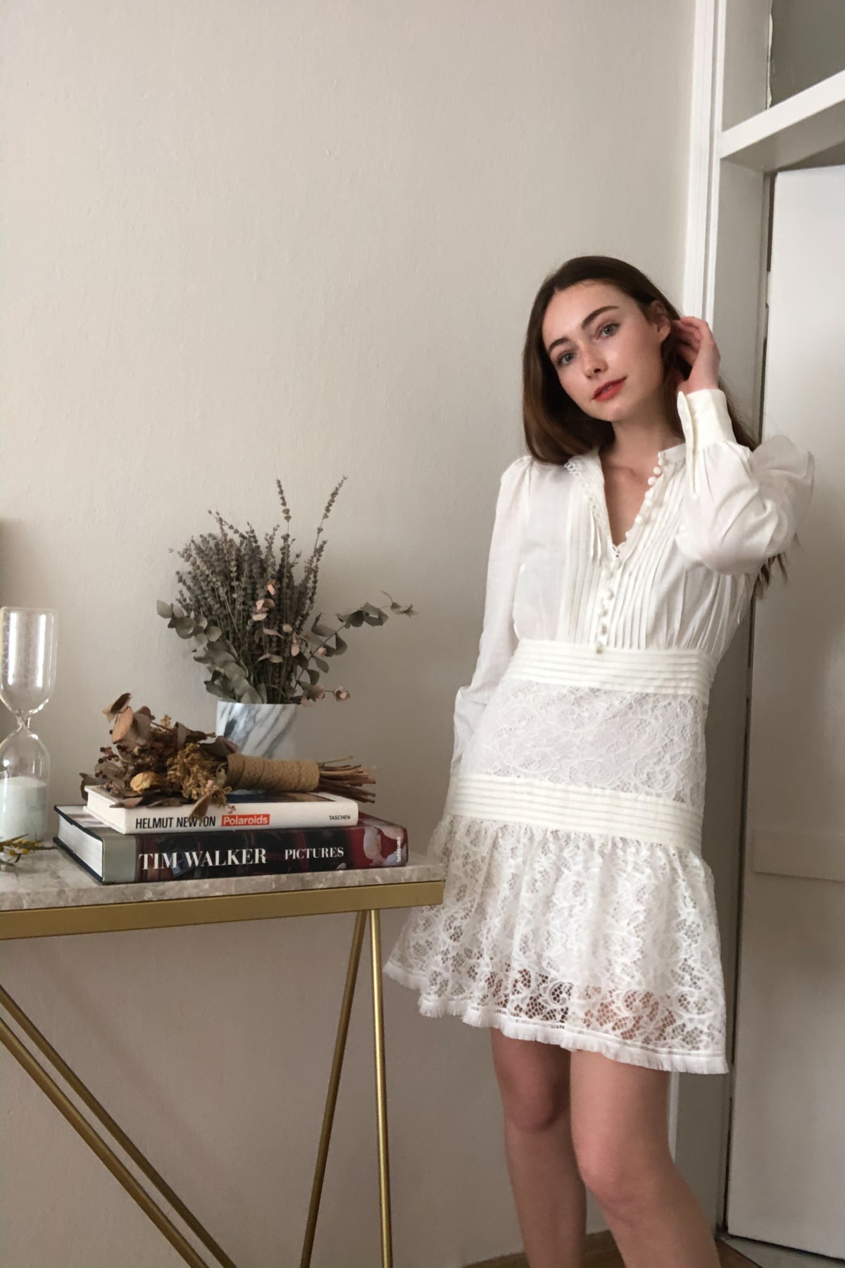 Trendyol Ekru Skirt Ribbed Detailed Dress
