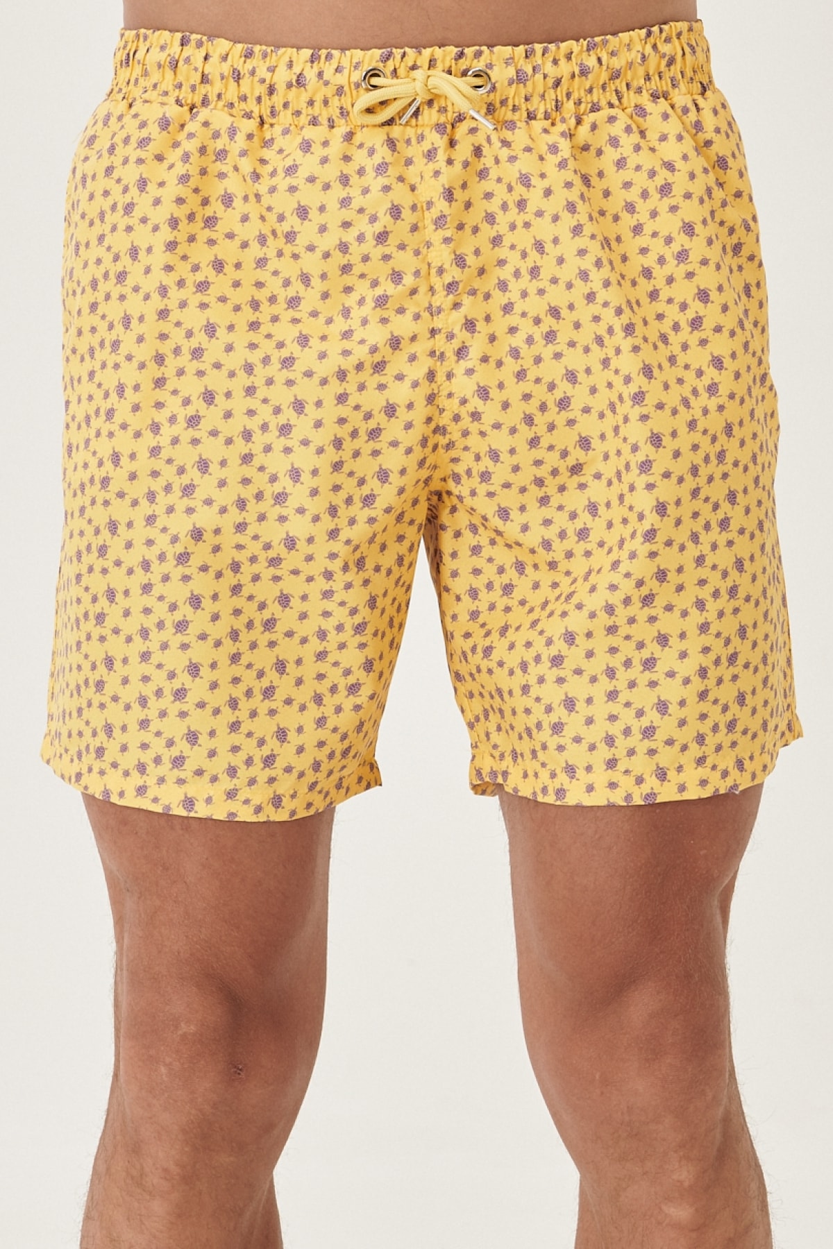 Levně AC&Co / Altınyıldız Classics Men's Yellow Standard Fit Casual Patterned Swimwear Marine Shorts.