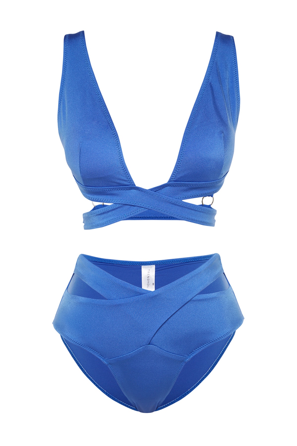 Set de bikini Trendyol Saks Triangle Cut Out/Windowed High Talie High Leg Bikini