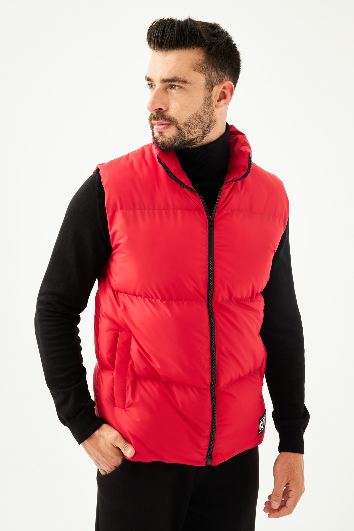 Levně River Club Men's Lined Water And Windproof Red Inflatable Vest.