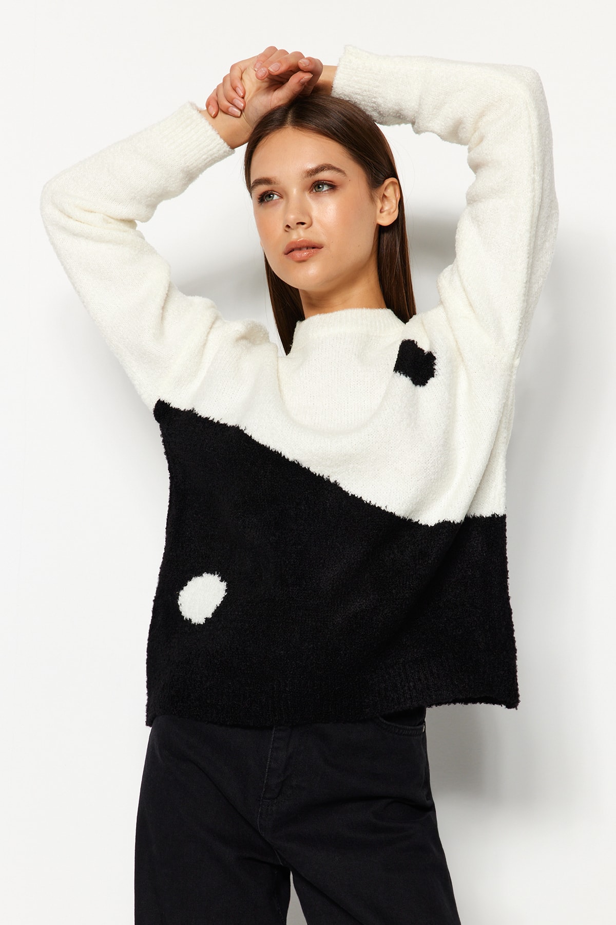 Trendyol Ecru Boucle Soft Textured Knitwear Sweater
