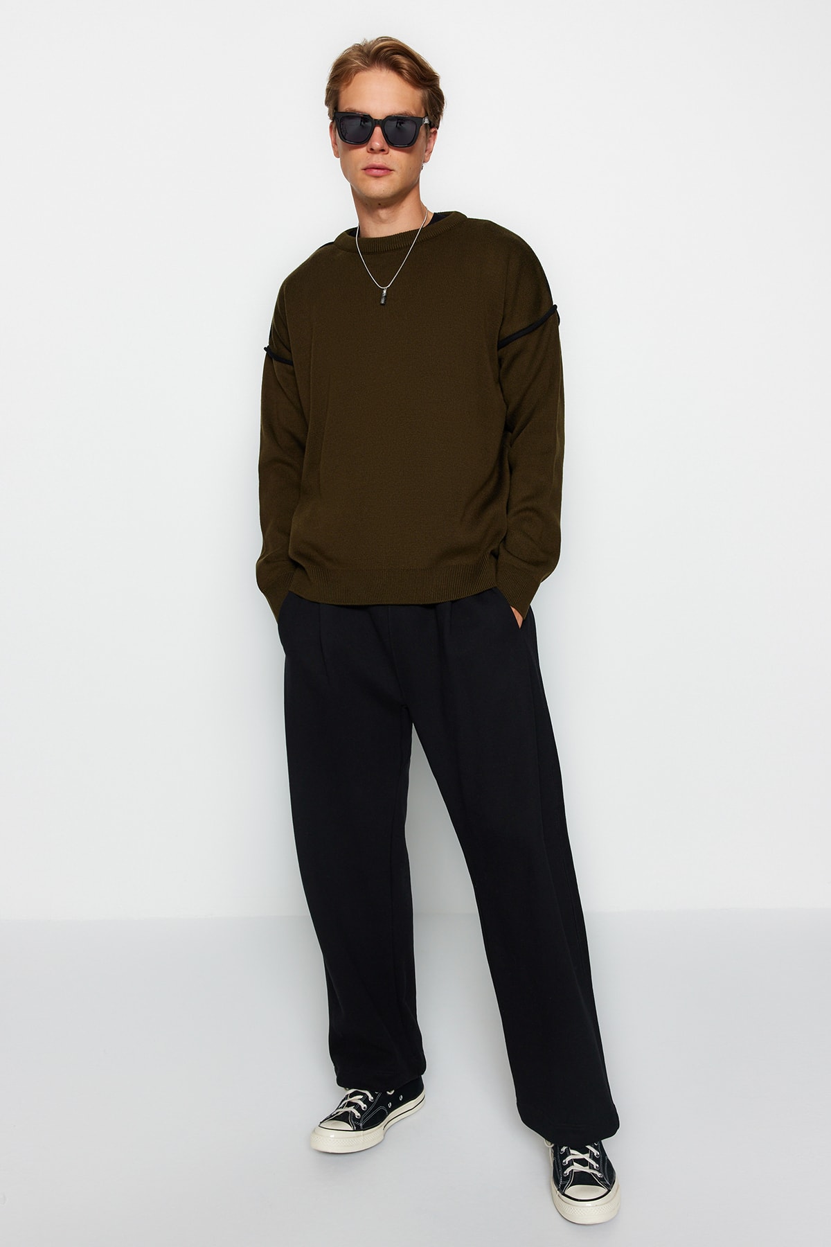 Trendyol Sweater - Khaki - Oversize