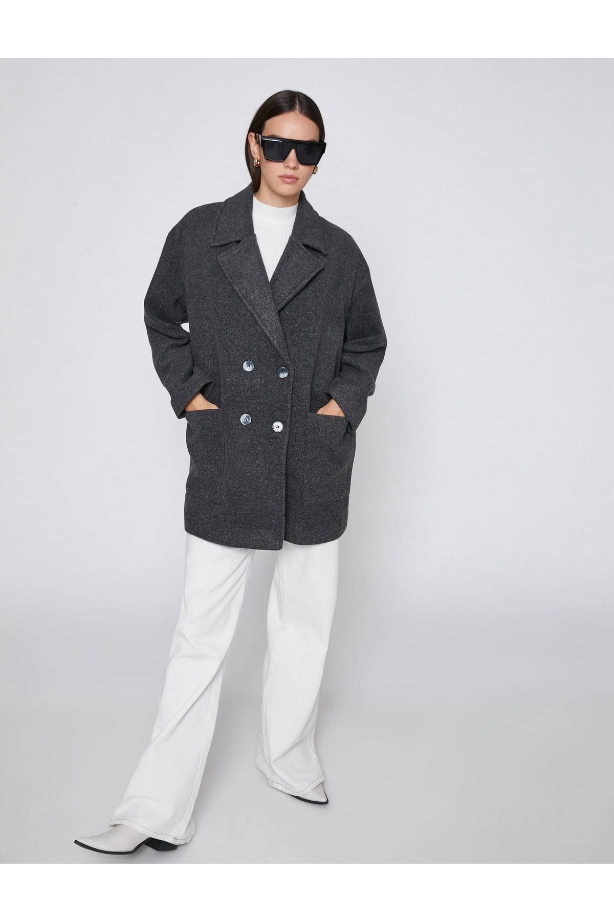 Koton Coat - Grau - Double-breasted