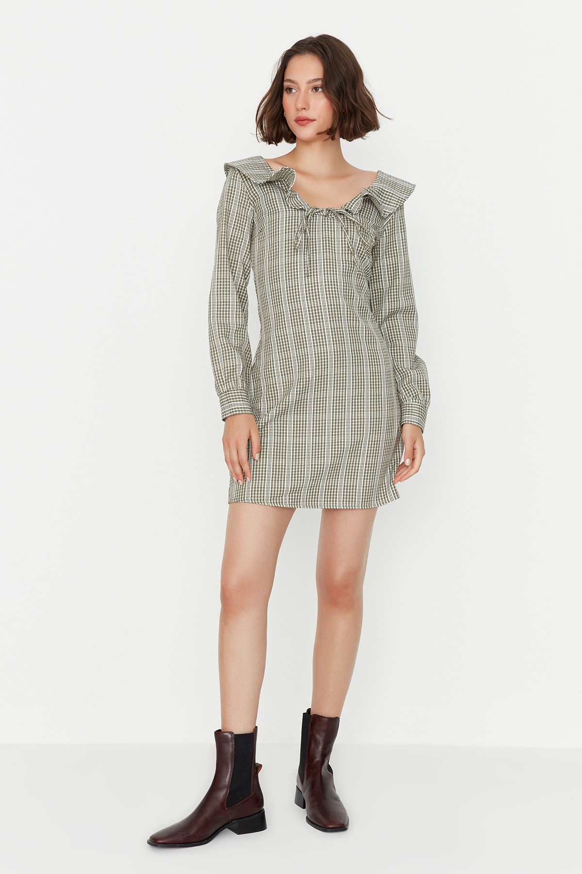 Trendyol Khaki Collar Detailed Dress