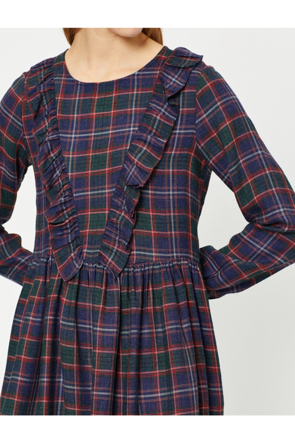 Koton femeii Navy Blue Plaid Rochie