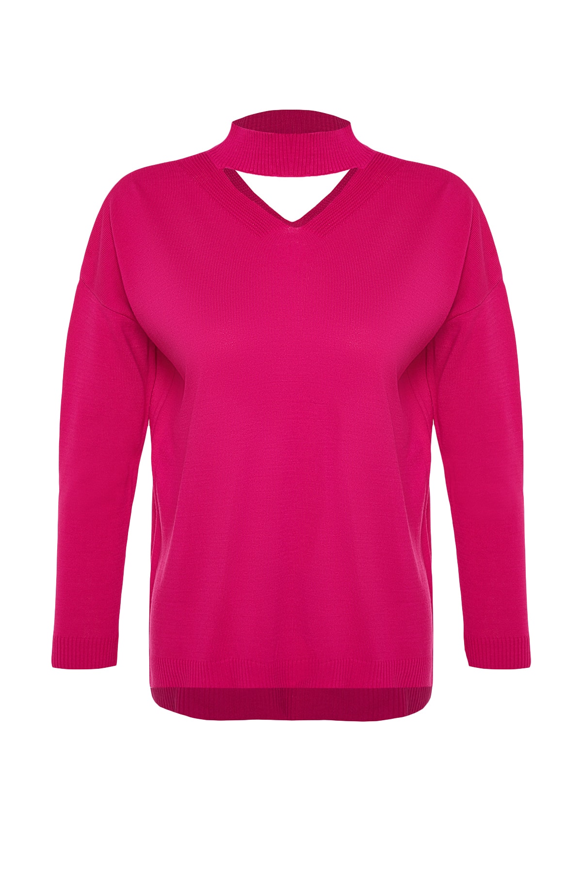 Trendyol Fuchsia Choker Collar Knitwear Sweater