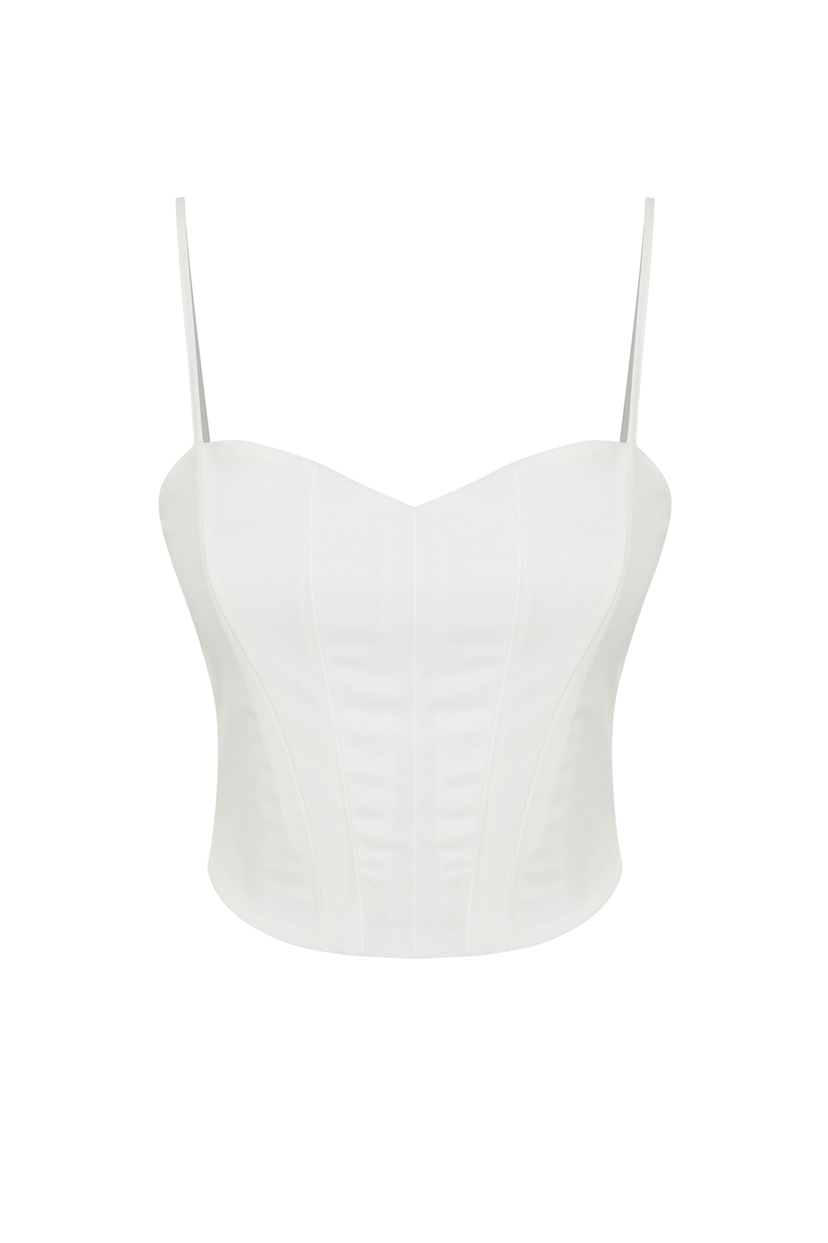 Trendyol White Fitted Crop Adjustable Strappy Crepe Knit Bustier