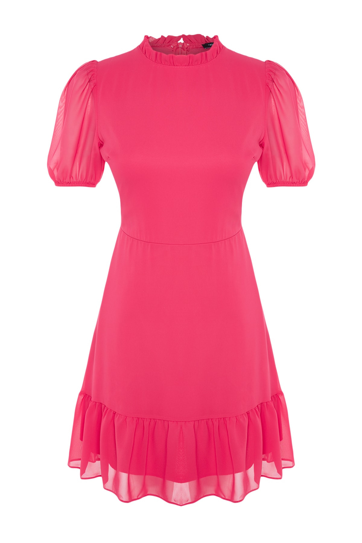 Trendyol Fuchsia A-Cut Flounce Chiffon Lined Woven Woven Dress