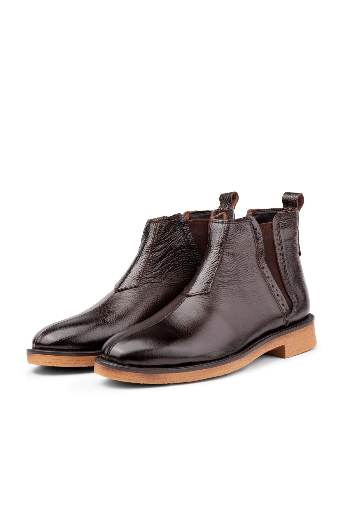Levně Ducavelli Leeds Genuine Leather Chelsea Daily Boots With Non-Slip Soles Brown.