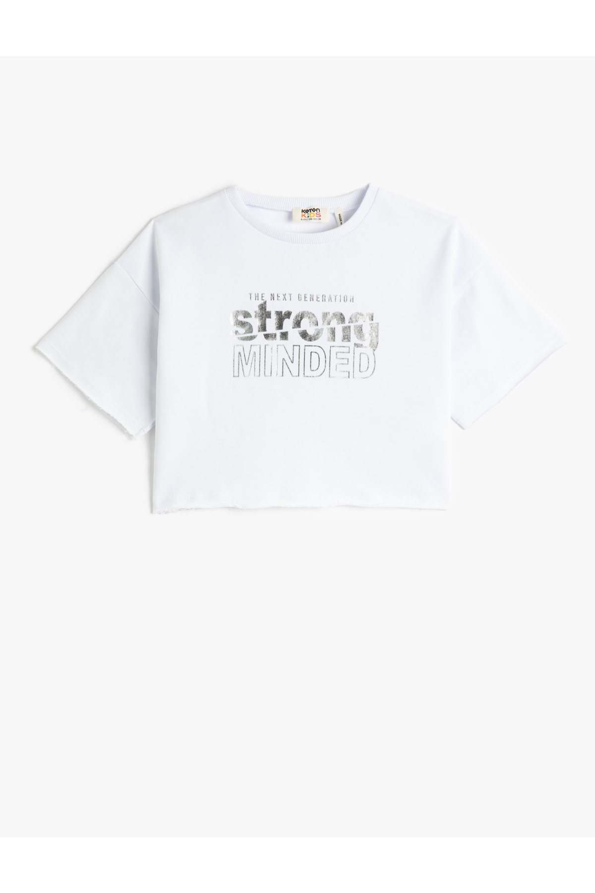 Levně Koton Oversized Crop T-Shirt Printed Short Sleeves Crew Neck Cotton