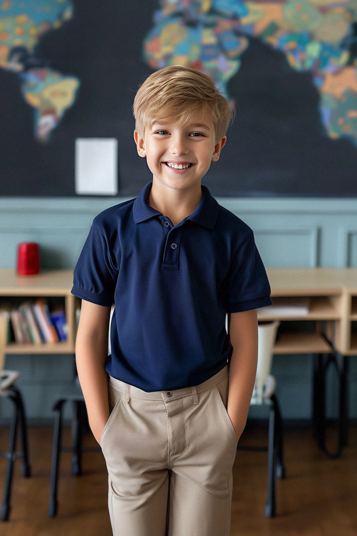 Trendyol Navy Blue Unisex Polo Neck Basic Short Sleeve Knitted T-Shirt