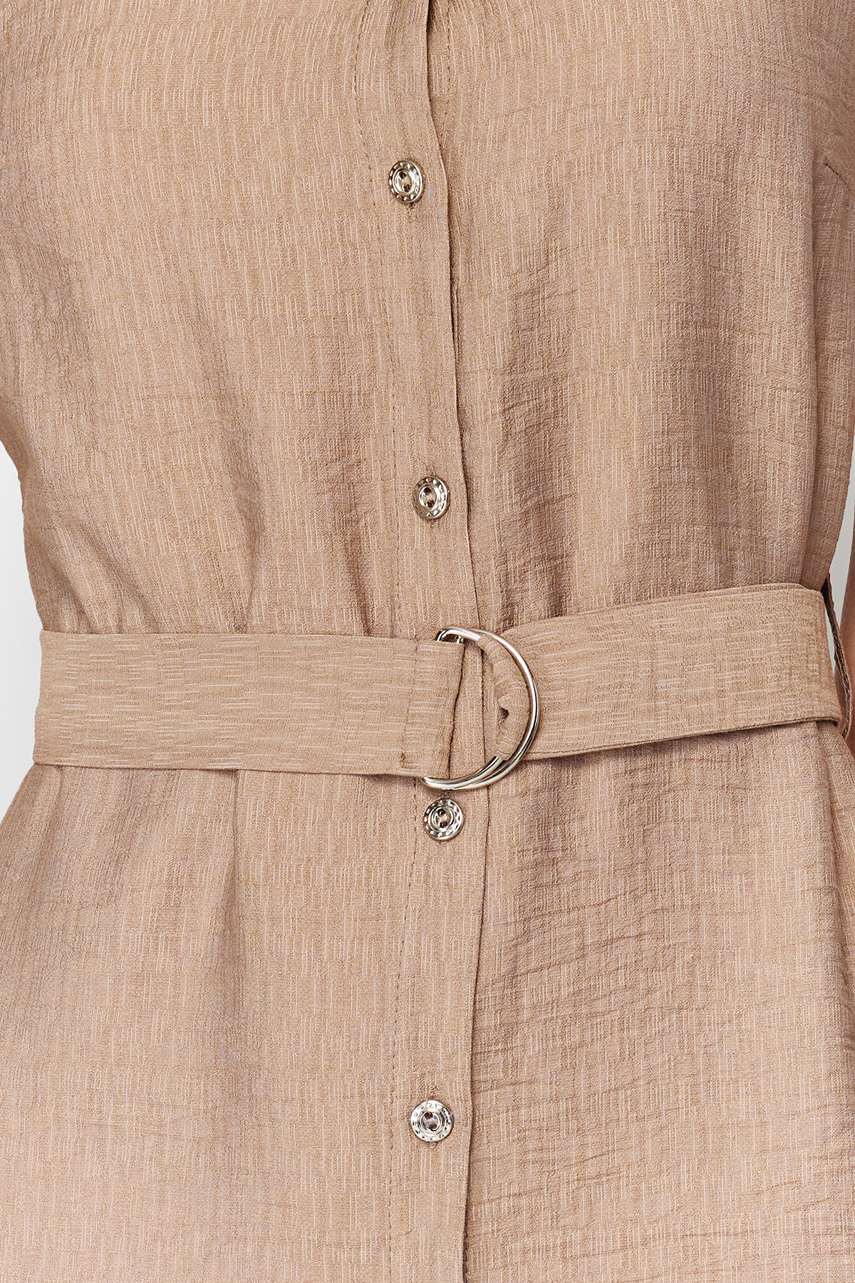 Trendyol Mink Belted Midi Woven Shirt Dress