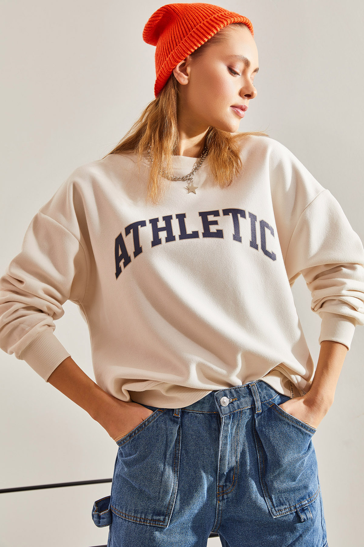 Levně Bianco Lucci Women's Athletic Printed Three Thread Raised Sweatshirt