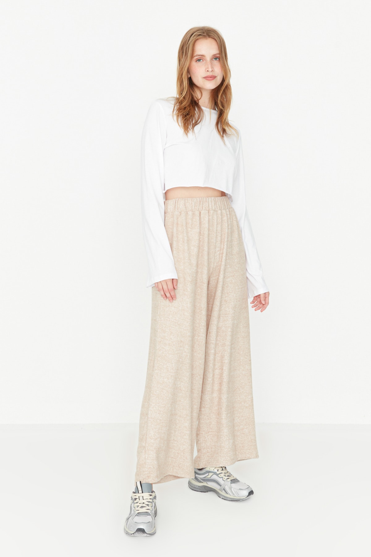 Trendyol Beige Soft Knitted Pants