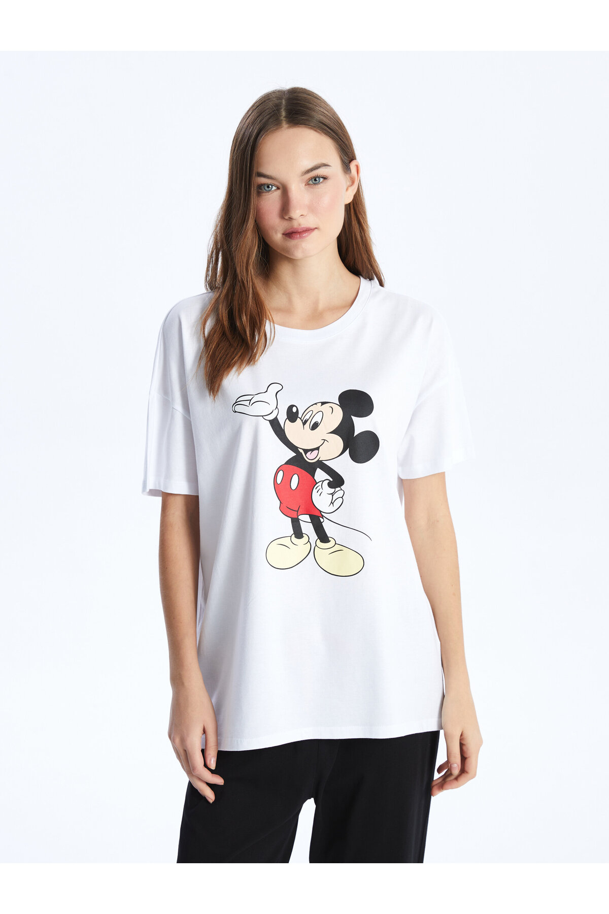 LC Waikiki Crew Neck Mickey Mouse Printed Short Sleeve Women's Pajamas Set