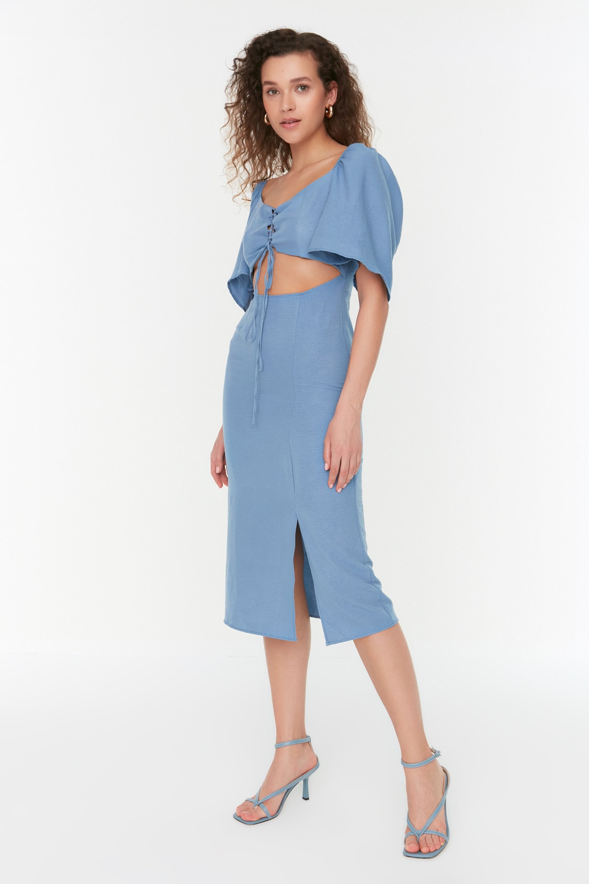 Trendyol Indigo Cut Out Detailed Dress with Slits