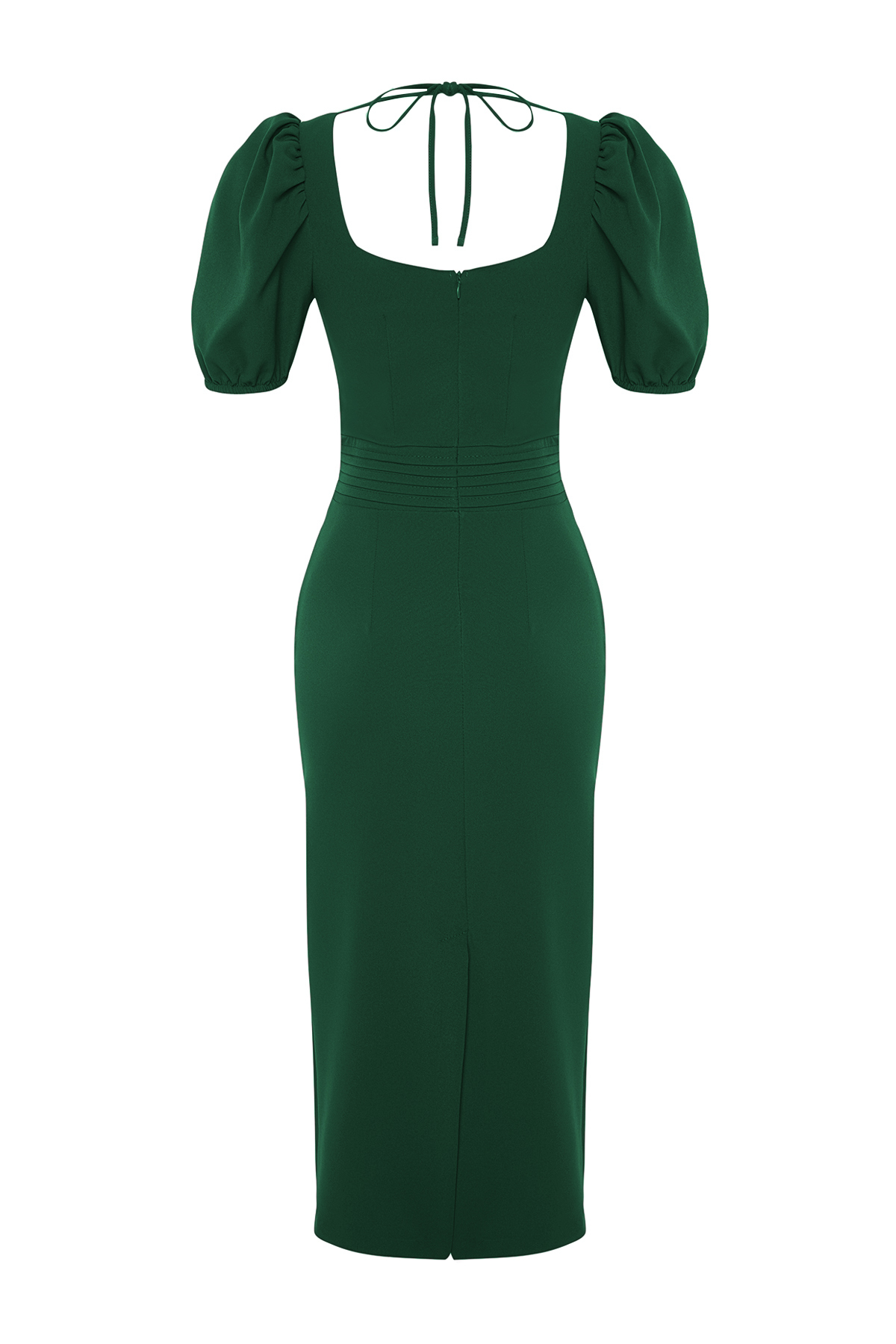 Trendyol Emerald Green Waist Detailed Fitted Woven Dress