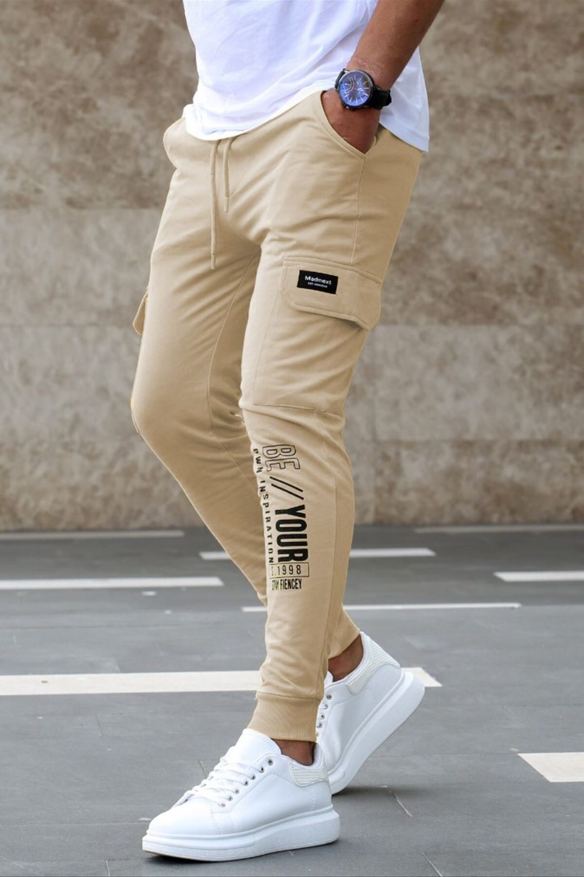 Madmext Beige Printed Tracksuit 4079