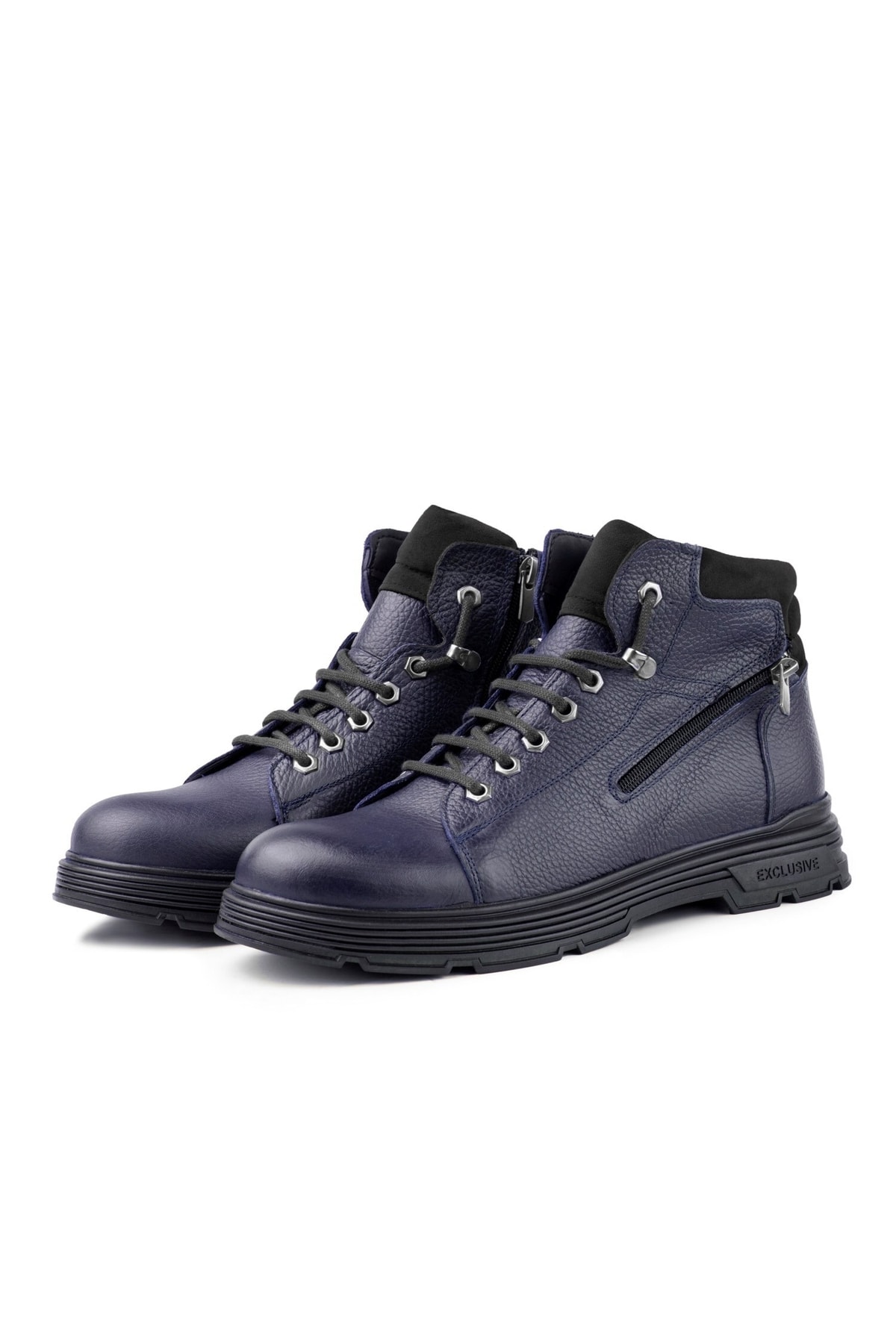 Levně Ducavelli Ankle Genuine Leather Lace-up Rubber Sole Men's Boots, Zippered Boots.