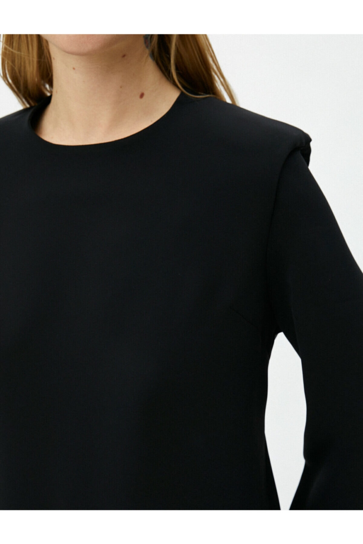 Koton femeii negru căptușit cu maneca lunga Mini Dress