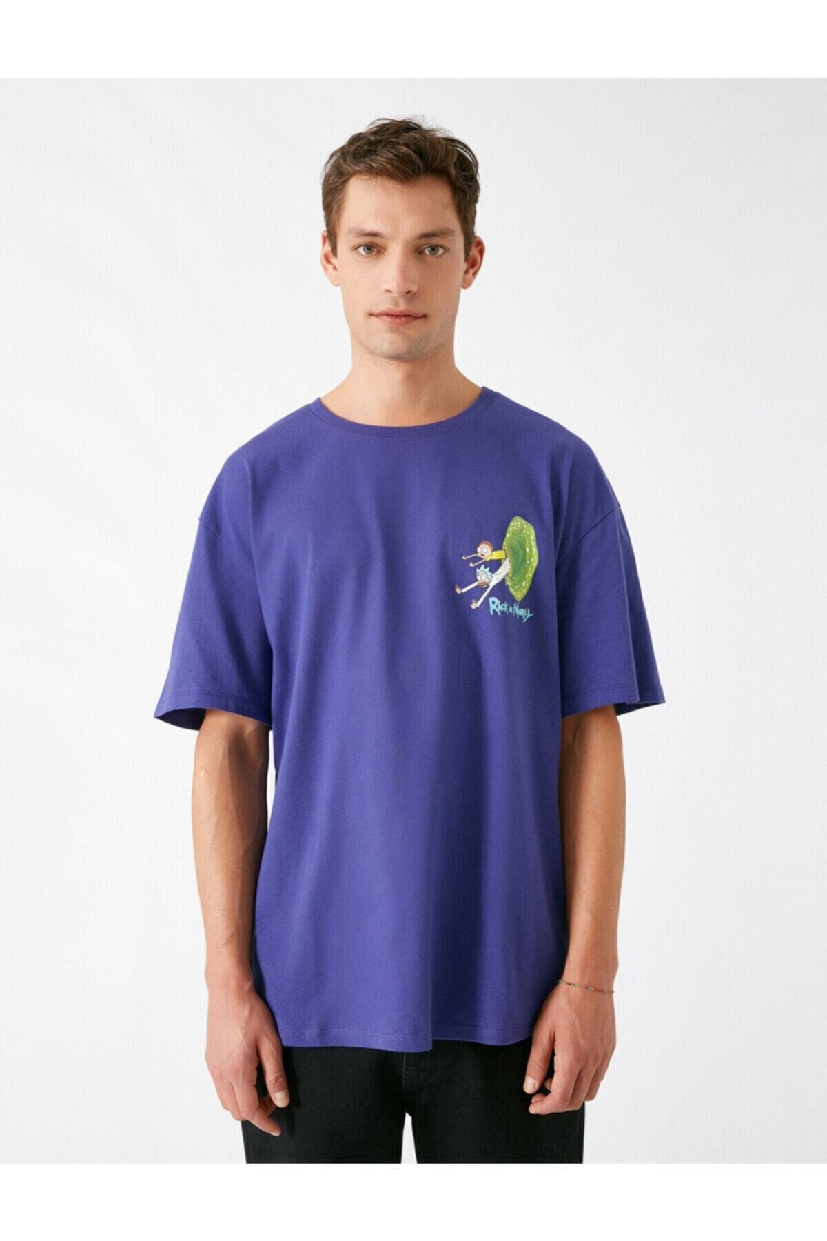 Koton Men's Purple Rick And Morty Licensed Short Sleeve T...