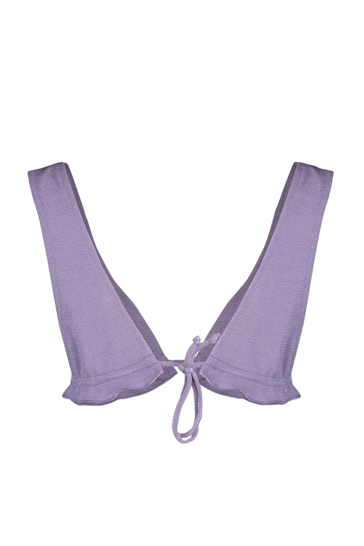 Trendyol Lilac Triangle Ruffle Glitter Bikini Top