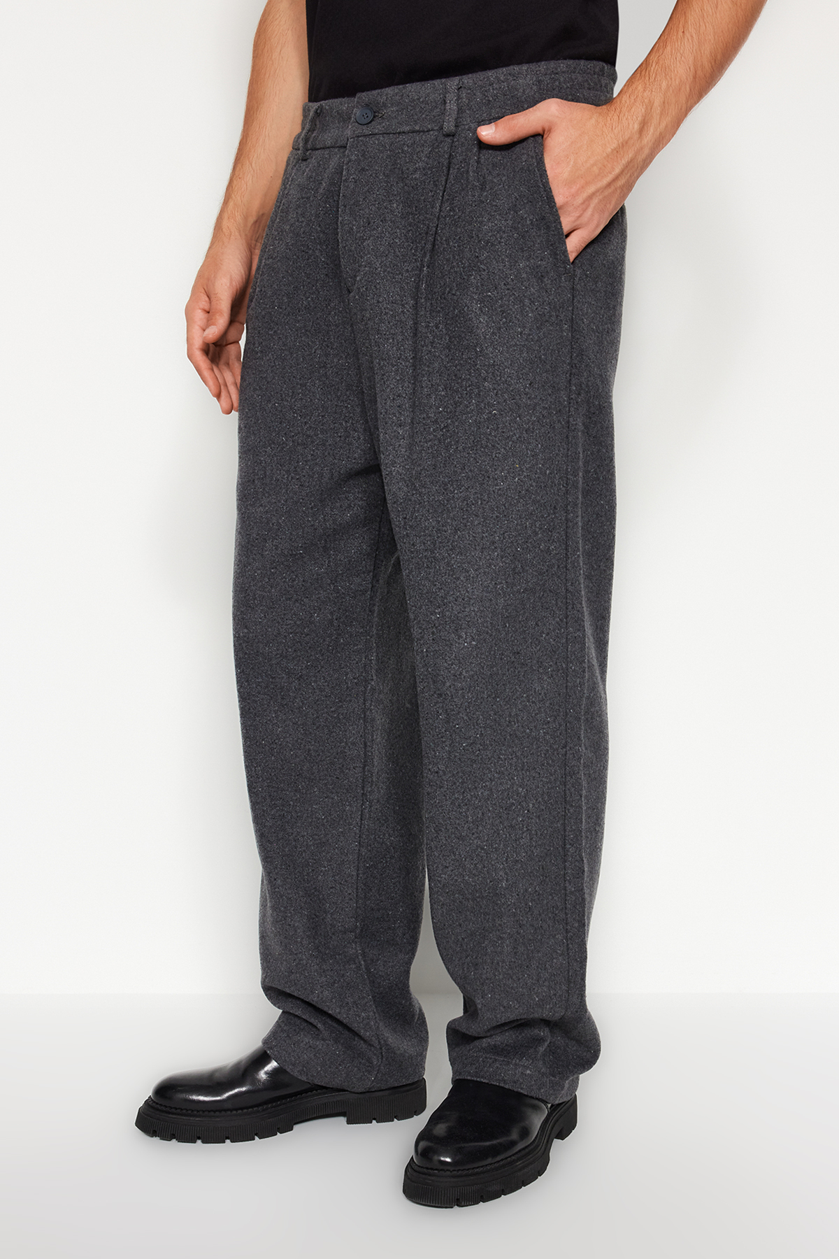 Trendyol Gray Wide Leg Stamp Trousers