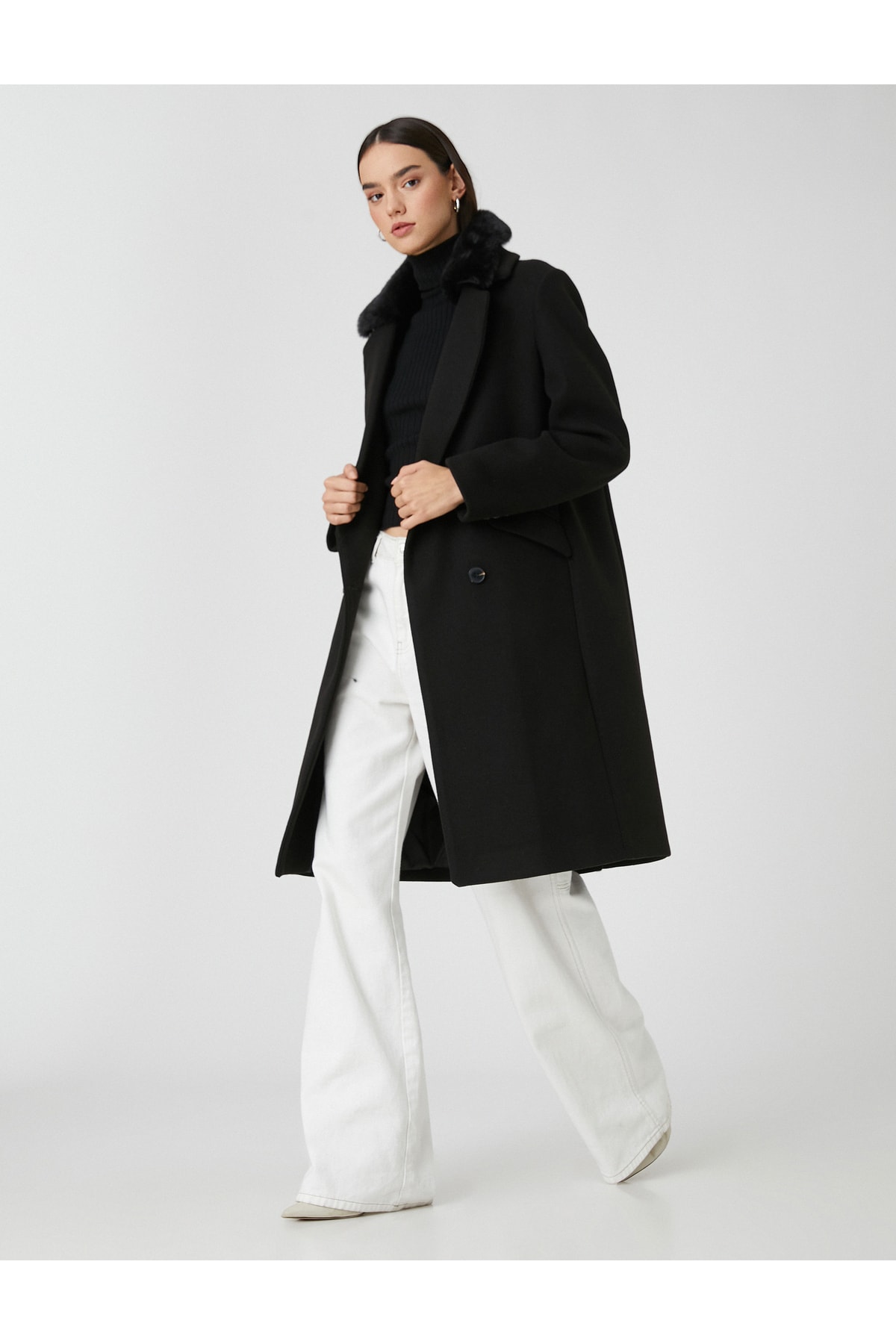 Koton Coat - Black - Double-breasted