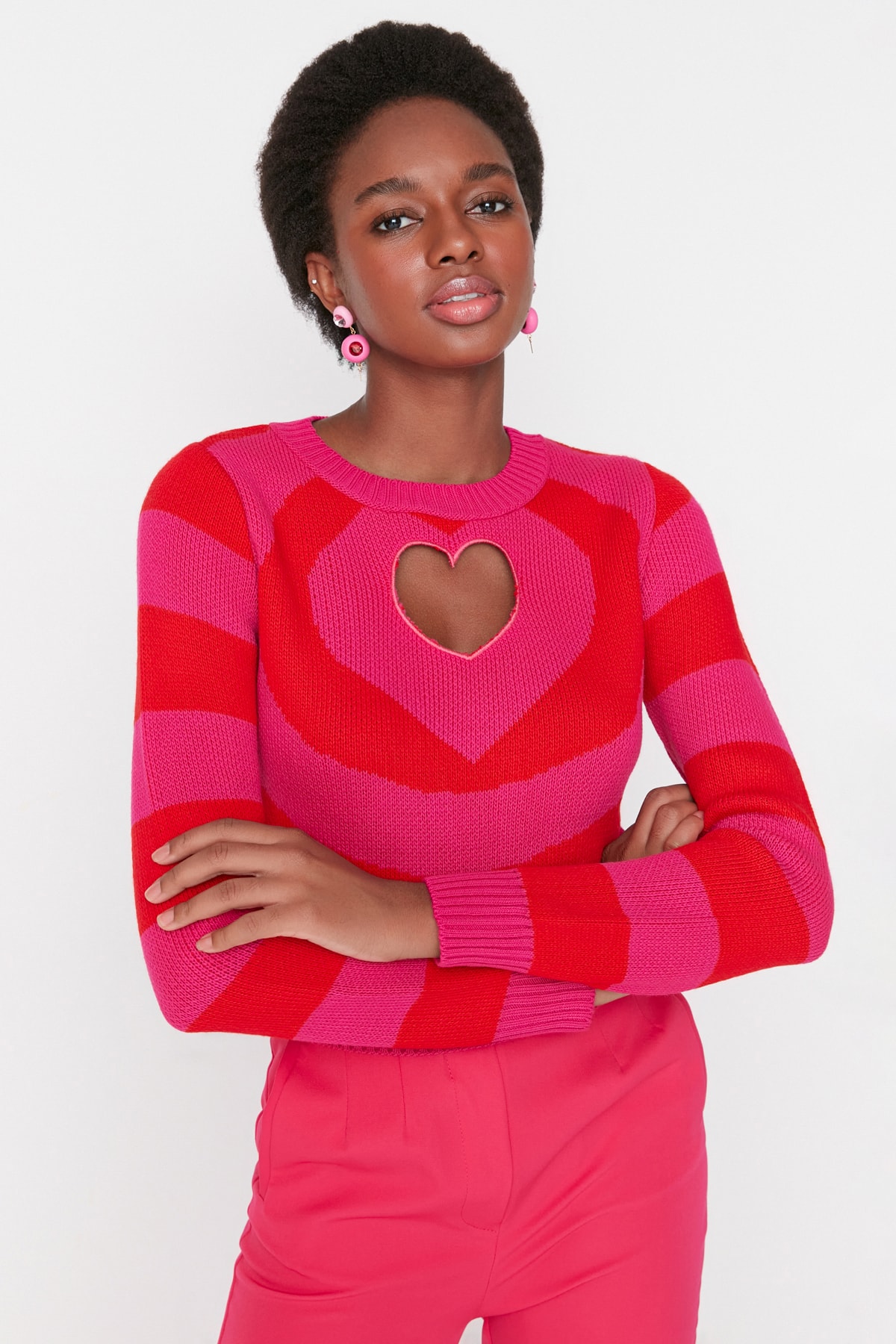 Trendyol Pink Cut Out Detailed Knitwear Sweater