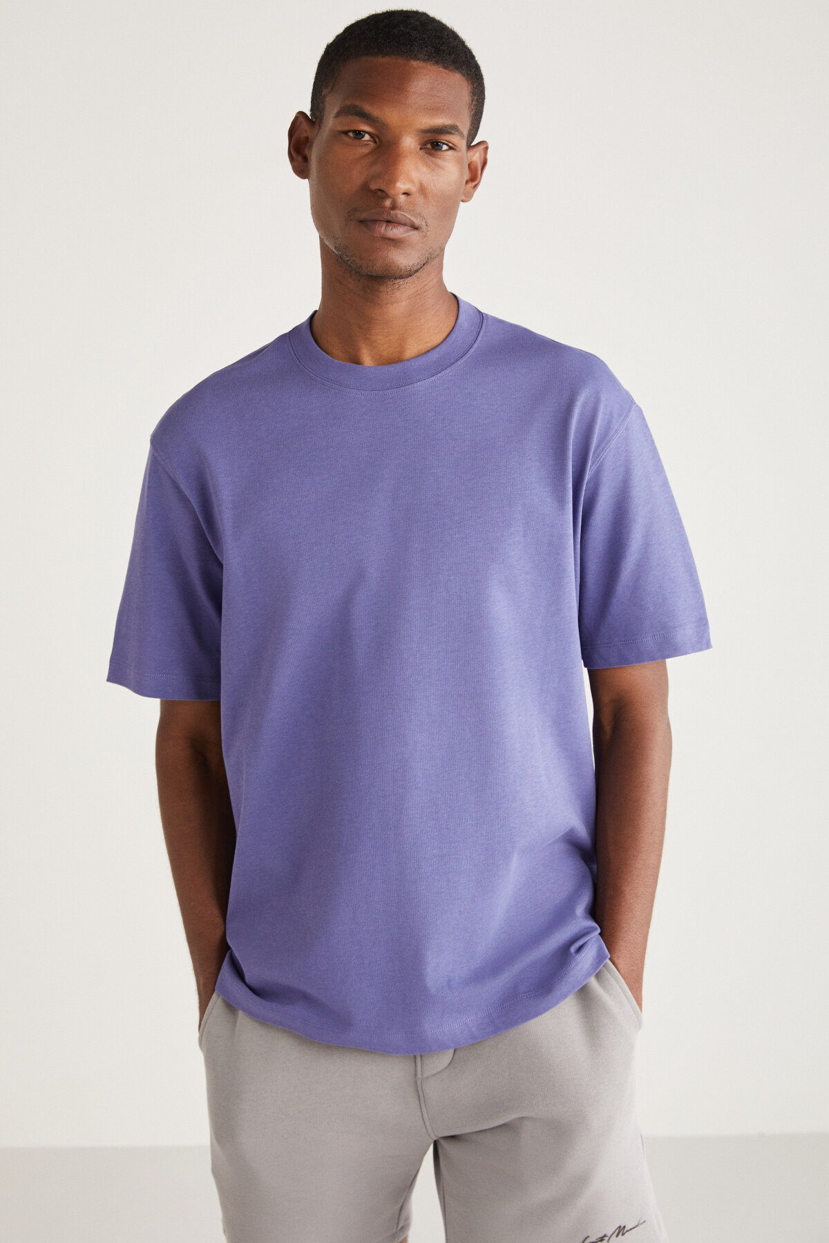 Levně GRIMELANGE Curtis Men's Comfort Fit Thick Textured Recycle 100% Cotton T-shirt