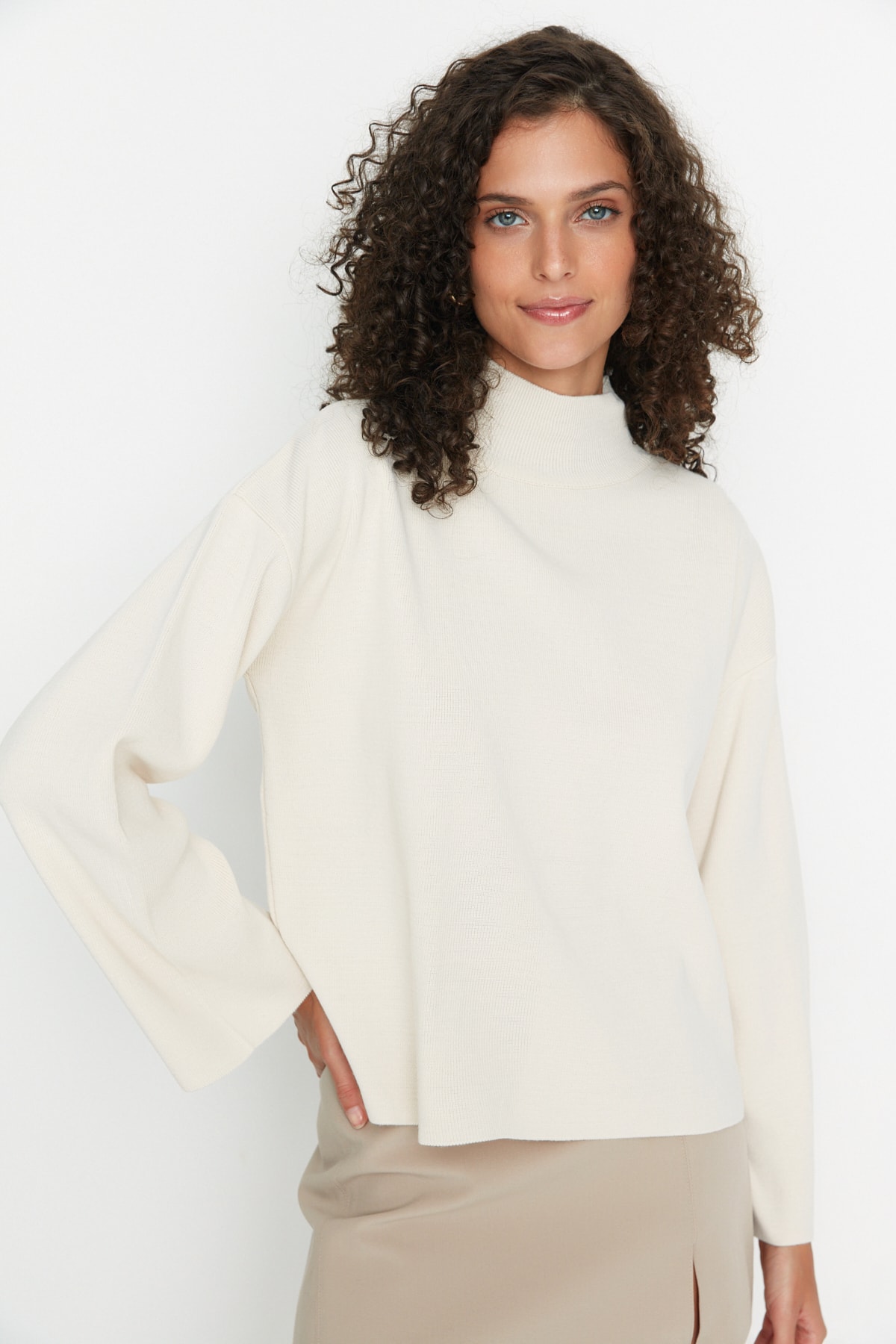 Trendyol Sweater - Ecru - Regular fit