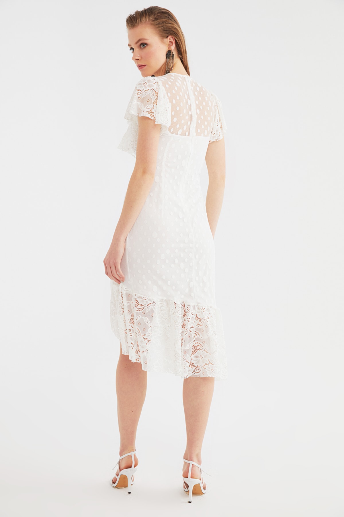 Trendyol Ecru gât detaliate Rochie