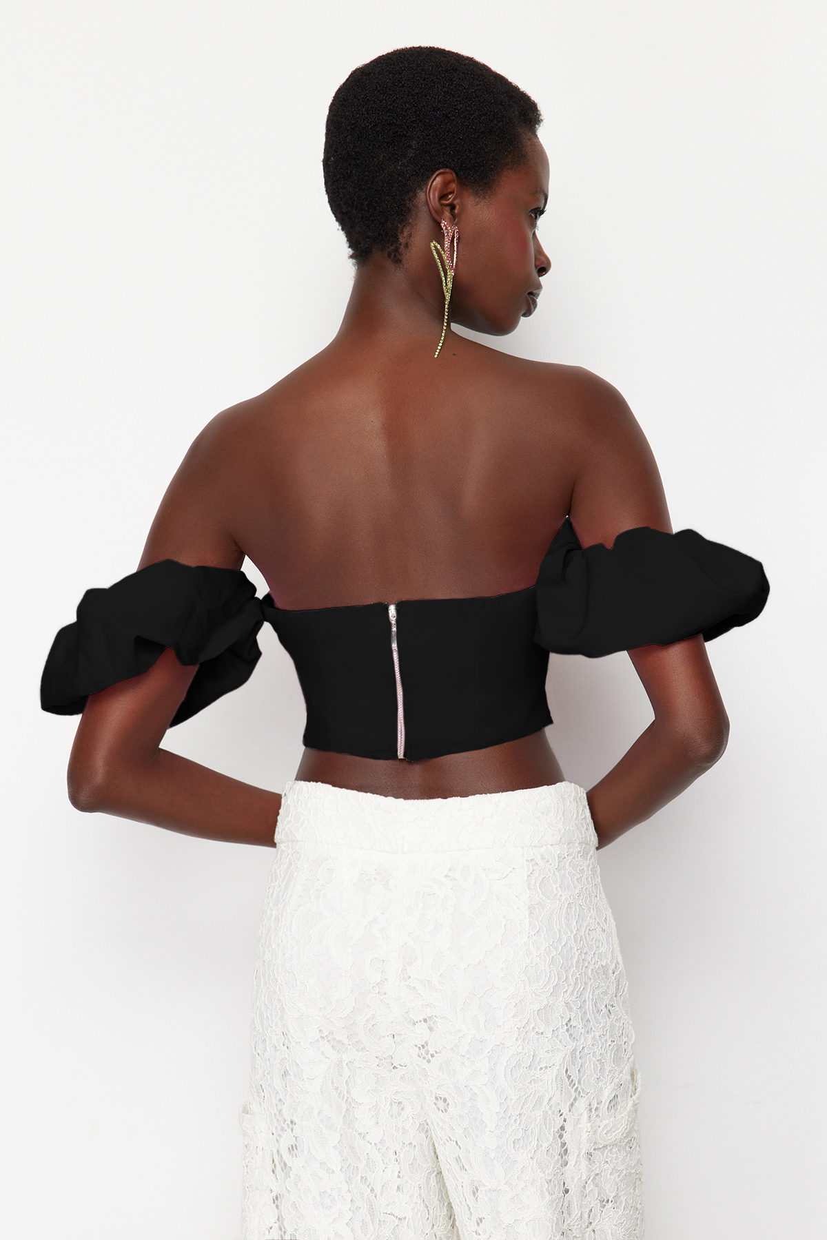 Trendyol Black Crop Woven Bustier