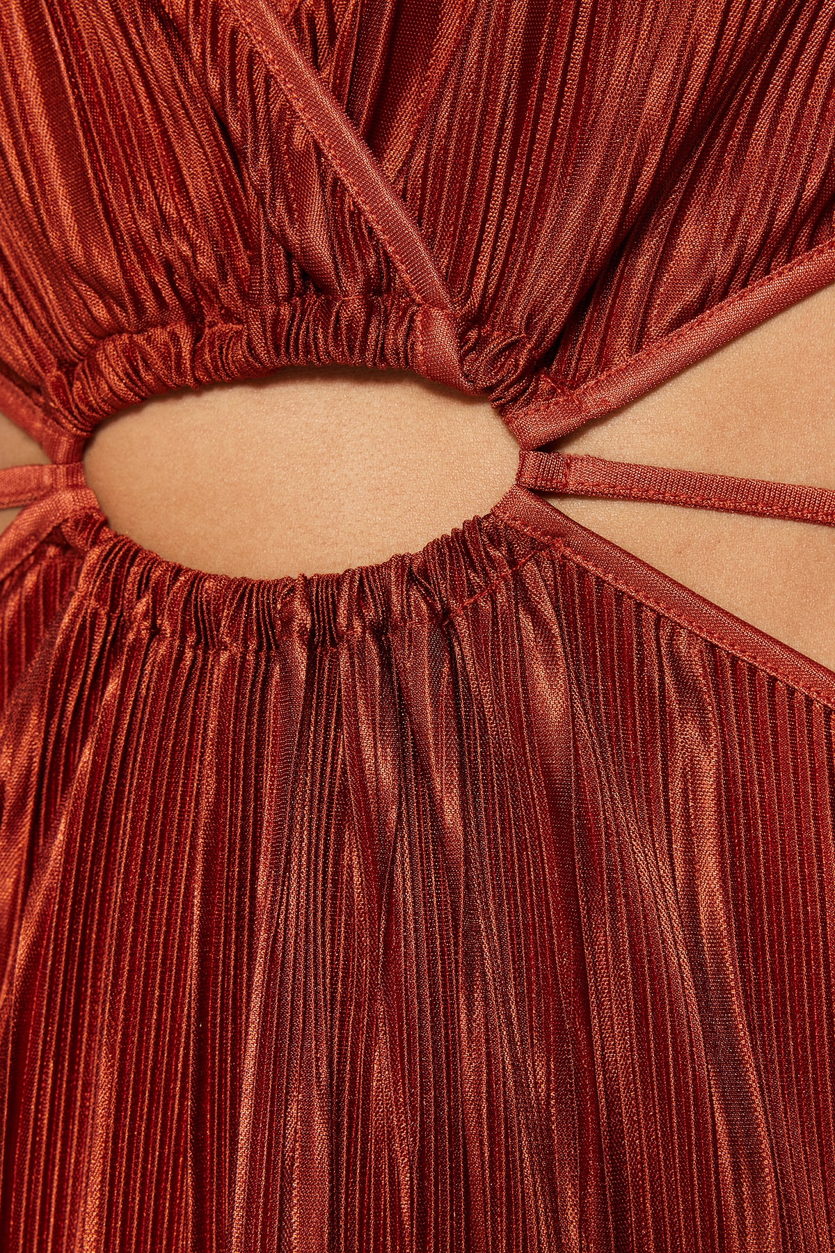 Trendyol Cinnamon Talie Deschidere/Fereastră skater/Croială tricotată Rochie de seară elegantă detaliată cu țevi