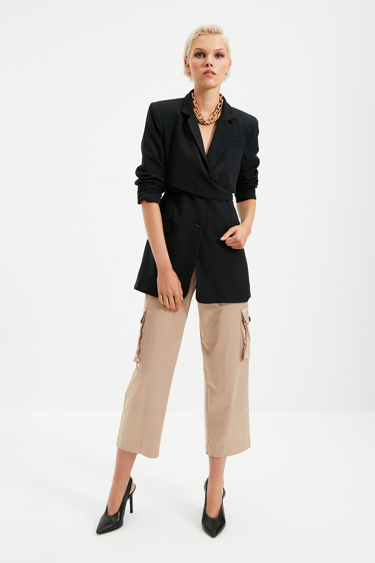 Trendyol Negru Cravată Blazer